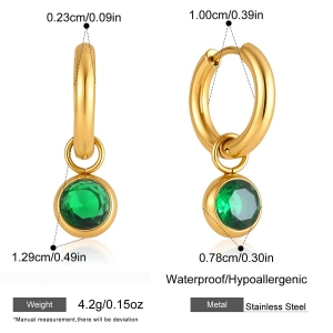 Boucles D'Oreilles Pendantes Pour Femmes En Acier Inoxydable Étanche, Couleur Or, Avec Zircon. h5 