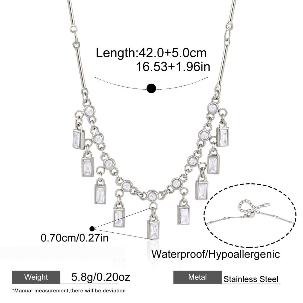 Colliers Pendentifs Pour Femmes En Acier Inoxydable, Imperméables Et Ornés De Zircon, Avec Pompon 