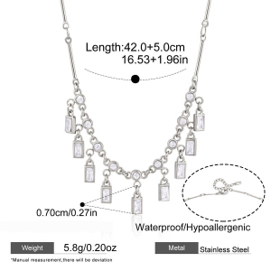 Colliers Pendentifs Pour Femmes En Acier Inoxydable, Imperméables Et Ornés De Zircon, Avec Pompon h5 