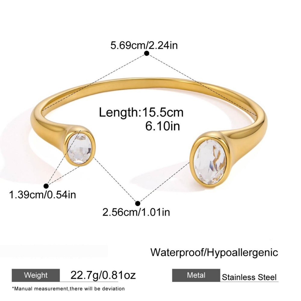 Bracelets Manchettes Pour Femmes En Acier Inoxydable, Étanches, Couleur Or, À Lignes Simples En Forme De Gouttelettes 