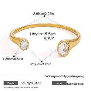Bracelets Manchettes Pour Femmes En Acier Inoxydable, Étanches, Couleur Or, À Lignes Simples En Forme De Gouttelettes h5 