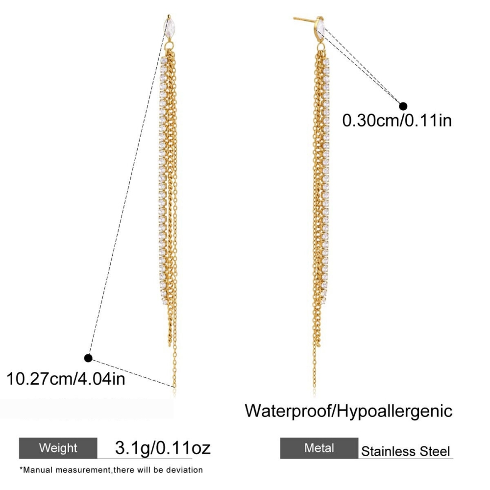 Ensembles De Colliers Pour Femmes Luxueux, Ornés De Zircons, En Acier Inoxydable Imperméable Et À Pompon, Couleur Or. 