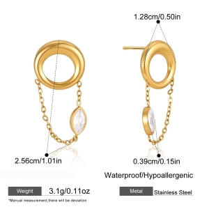 Ensembles De Colliers Pour Femmes Avec Pompon Simple, Cercle, Acier Inoxydable, Imperméable, Couleur Or Et Zircon. h5 