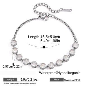 Bracelet À Maillons Simple En Acier Inoxydable Imperméable Avec Zircon Pour Femme, Collection Luxueuse h5 