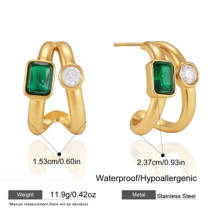 Boucles D'Oreilles Puces Pour Femmes, Collection Luxueuse, Forme Simple Et Irrégulière, Acier Inoxydable, Couleur Or, Zircon, Étanches. h5 