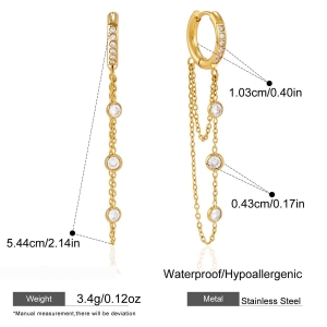 Boucles D'Oreilles Puces Pour Femmes, Collection Simple, Élégantes, Patchwork, Pompon, En Acier Inoxydable, Étanches, Couleur Or. h5