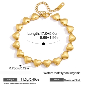 Bracelet Chaîne Femme En Acier Inoxydable Étanche Couleur Or Avec Motif Cœur h5