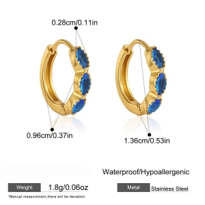 Boucles D'Oreilles Créoles Classiques Pour Femmes, En Acier Inoxydable Étanche, Couleur Or Et Zircon. h5