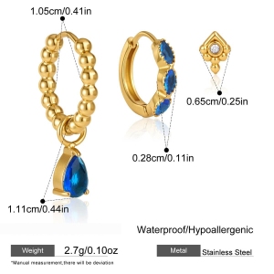 Boucles D'Oreilles Pour Femmes En Acier Inoxydable Imperméable Avec Zircon Et Motif Goutte D'Eau h5