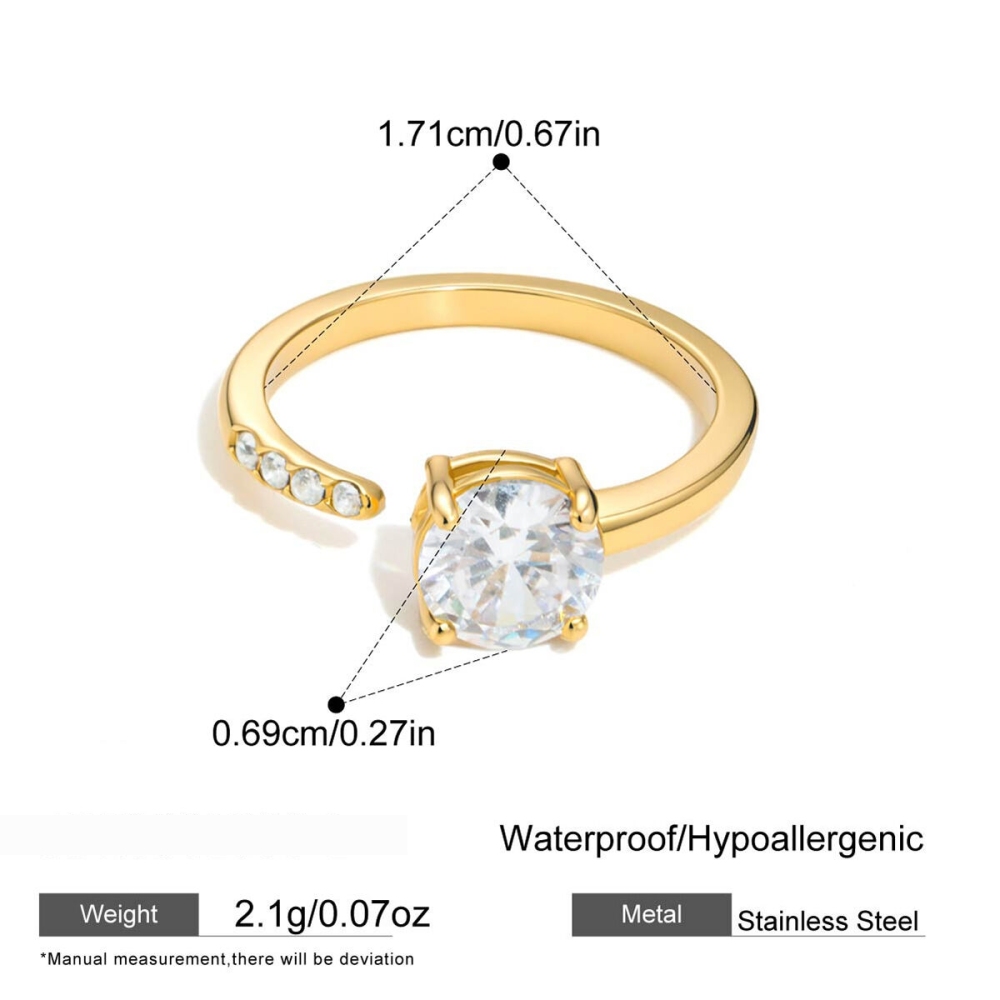 Bagues Pour Femmes En Acier Inoxydable Doré, Imperméables, De Forme Géométrique Simple Et Luxueuse, Serties De Zircon Et De Pierres Précieuses. Elles Sont Dotées D'Une Élégante Pierre Précieuse.
