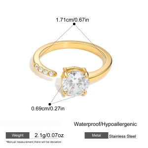 Bagues Pour Femmes En Acier Inoxydable Doré, Imperméables, De Forme Géométrique Simple Et Luxueuse, Serties De Zircon Et De Pierres Précieuses. Elles Sont Dotées D'Une Élégante Pierre Précieuse. h5
