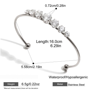 Bracelets Manchettes Luxueux Pour Femmes, En Acier Inoxydable, Étanches, Avec Zircon Et Motif Cœur En Goutte D'Eau h5 