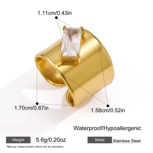 Bagues Pour Femmes En Acier Inoxydable Étanche Couleur Or Avec Zircon Et Motif Goutte Simple h5