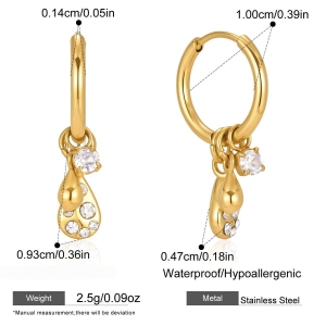 Boucles D'Oreilles Pendantes Pour Femmes, En Acier Inoxydable Étanche, Couleur Or, Modèle Simple Droplet h5