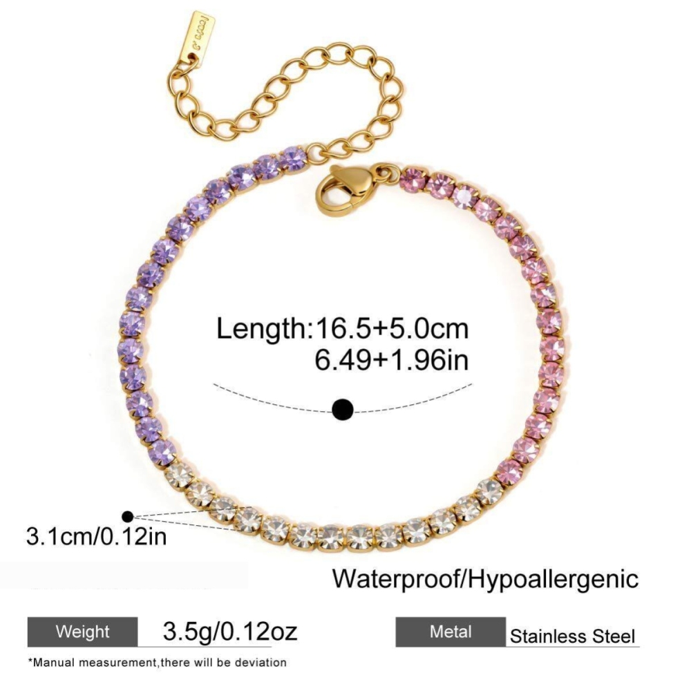 Bracelet Chaîne Simple En Acier Inoxydable Étanche Couleur Or Avec Zircon Pour Femme 