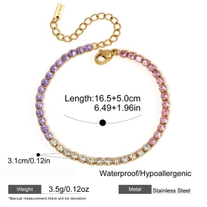 Bracelet Chaîne Simple En Acier Inoxydable Étanche Couleur Or Avec Zircon Pour Femme h5 