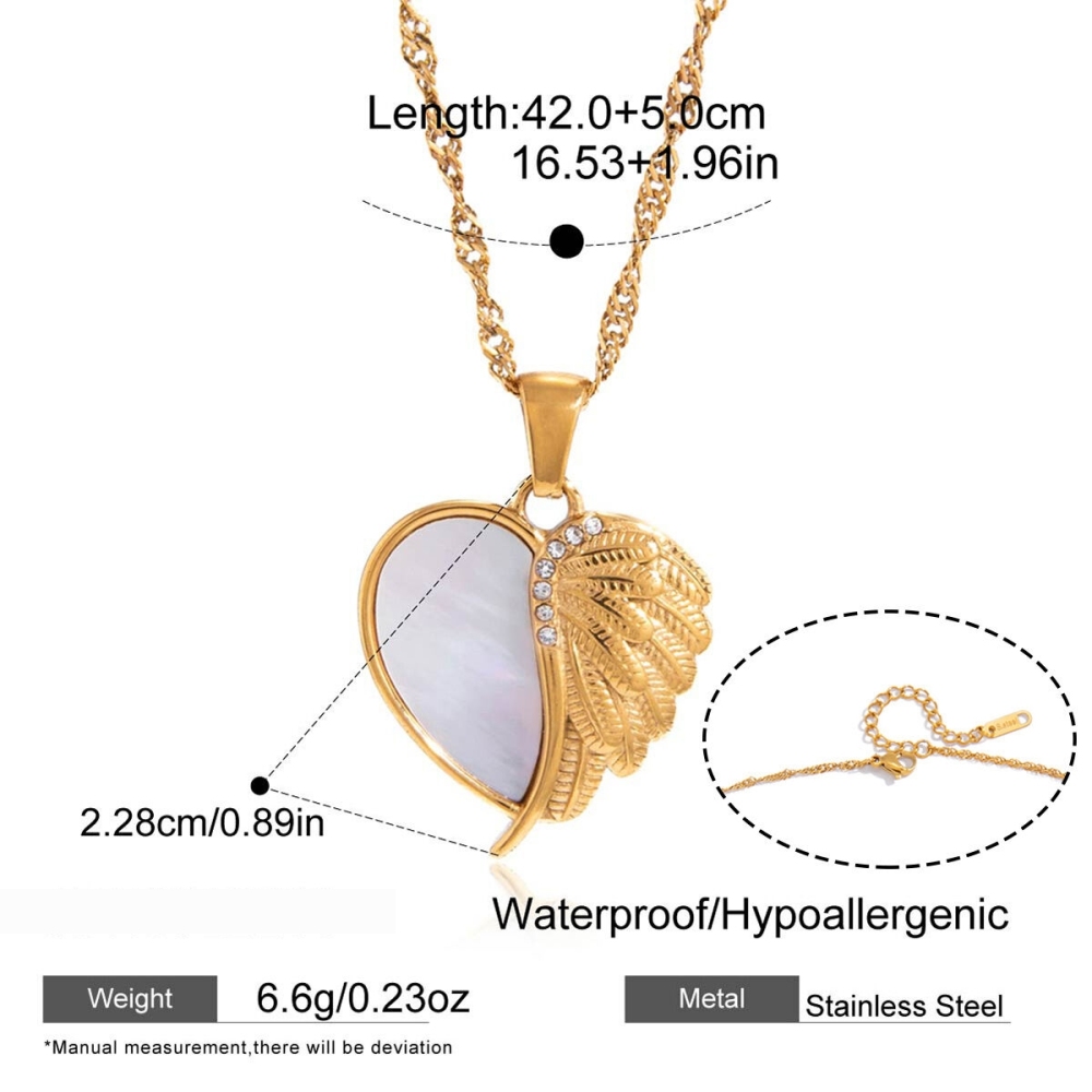 Colliers Pendentifs Pour Femmes En Forme De Cœur, En Acier Inoxydable Étanche, Couleur Or, Avec Coquillage En Zircon. 