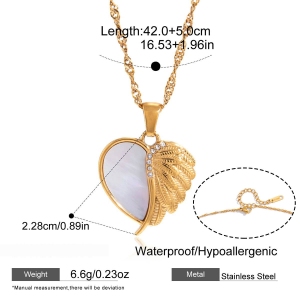 Colliers Pendentifs Pour Femmes En Forme De Cœur, En Acier Inoxydable Étanche, Couleur Or, Avec Coquillage En Zircon. h5 