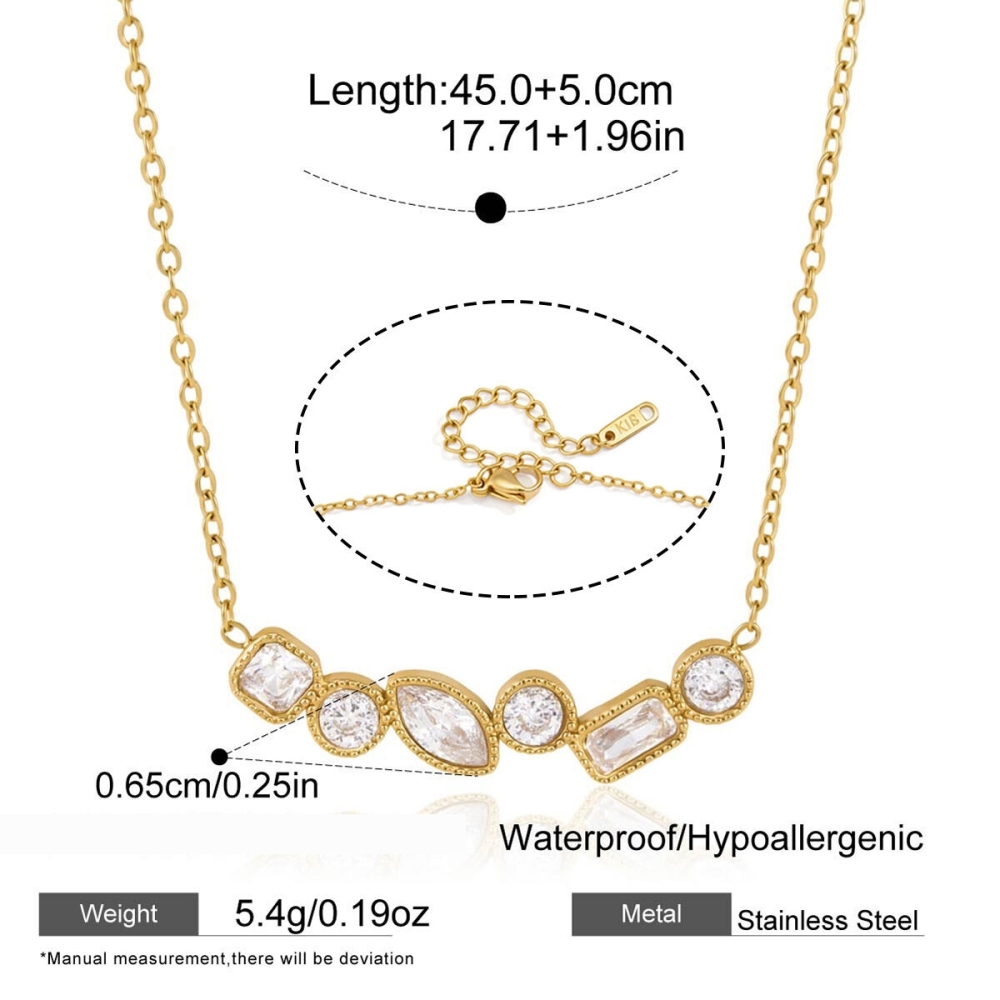 Colliers Pendentifs Pour Femmes En Acier Inoxydable Imperméable Avec Zircon De Forme Géométrique