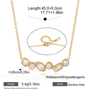 Colliers Pendentifs Pour Femmes En Acier Inoxydable Imperméable Avec Zircon De Forme Géométrique h5