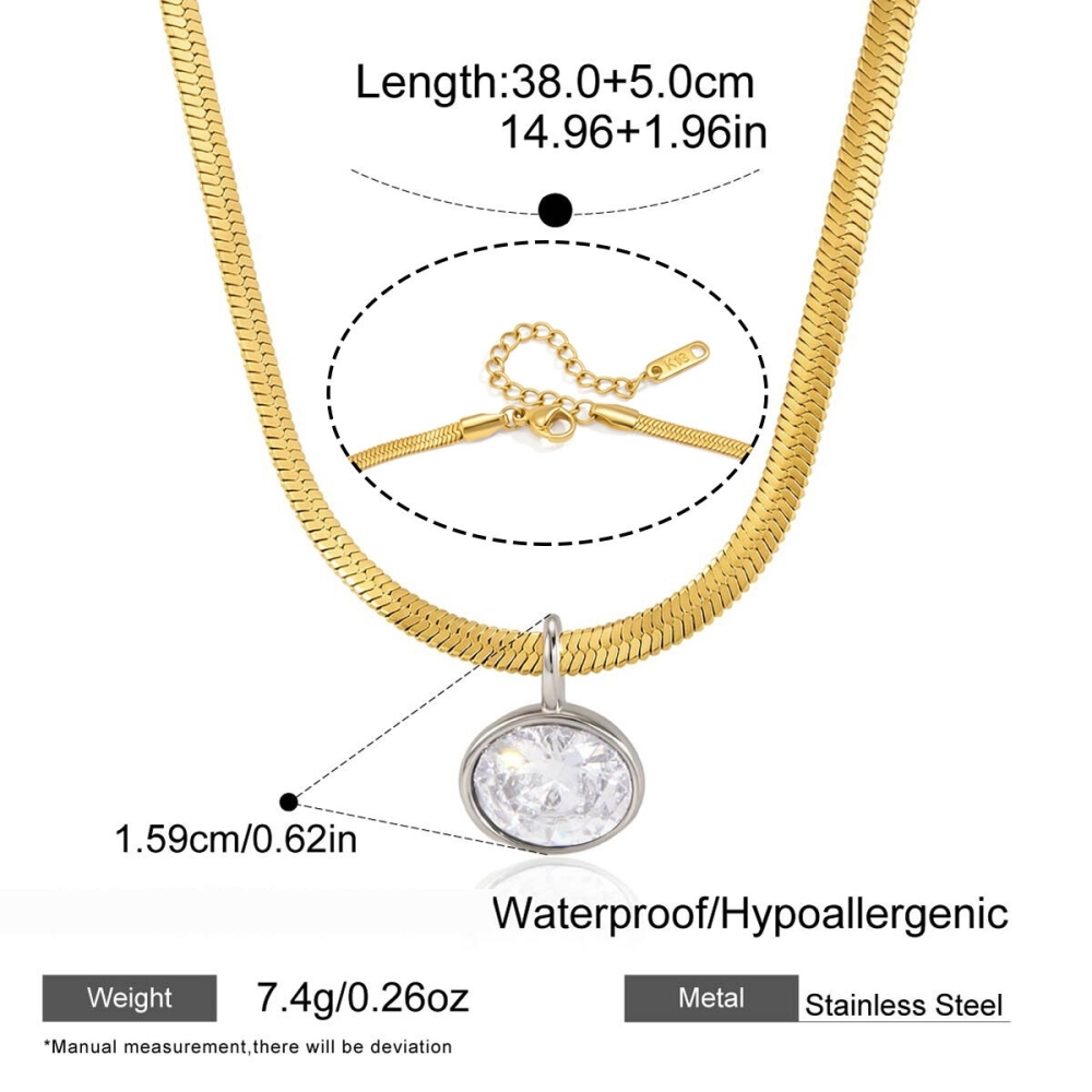 Colliers Pendentifs Pour Femmes En Acier Inoxydable, Étanches, Couleur Or, Avec Zircon Et Motif Goutte Simple