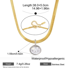 Colliers Pendentifs Pour Femmes En Acier Inoxydable, Étanches, Couleur Or, Avec Zircon Et Motif Goutte Simple h5