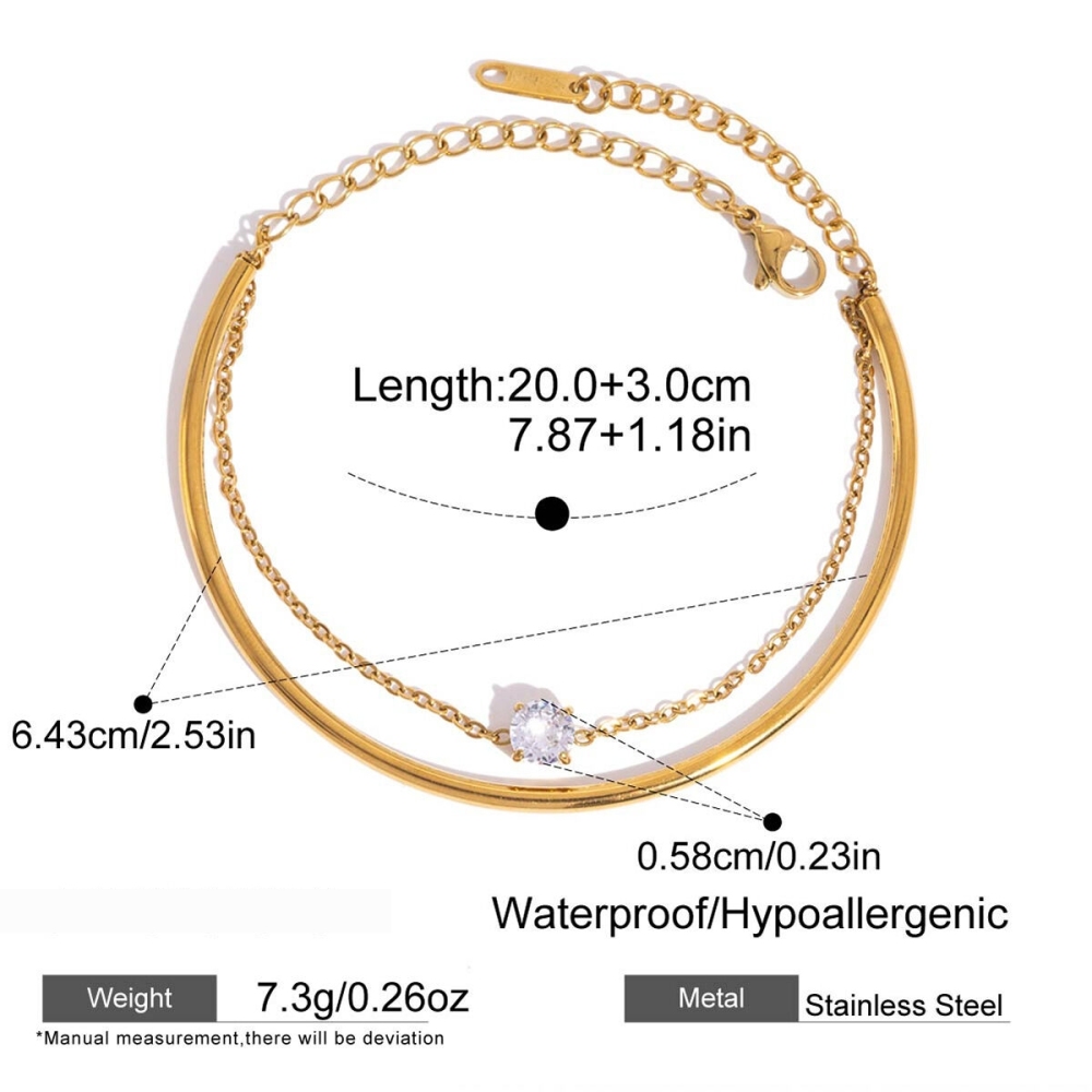 Bracelets À Maillons Simples En Acier Inoxydable Étanche Couleur Or Pour Femmes 