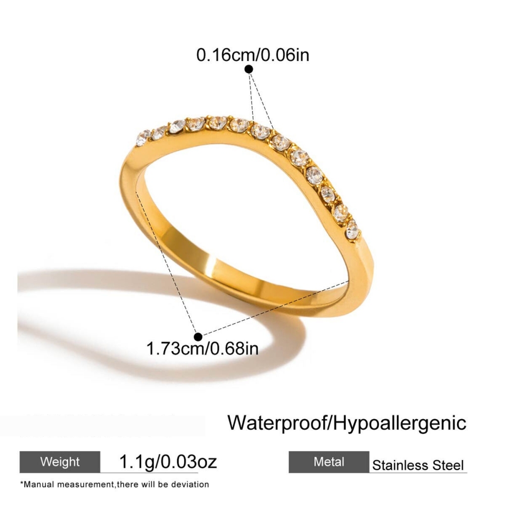 Bagues Pour Femmes Luxueuses Et Élégantes, De Forme Rectangulaire Irrégulière, En Acier Inoxydable Étanche Couleur Or Et Zircon.