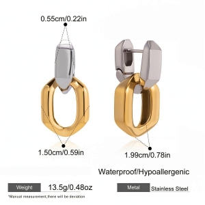 Boucles D'Oreilles Pendantes Pour Femme, Style Patchwork Simple Et Irrégulier, En Acier Inoxydable Imperméable Couleur Or h5