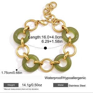 Bracelet Chaîne Femme Simple Series Daily Patchwork Circle En Acier Inoxydable Étanche Couleur Or h5