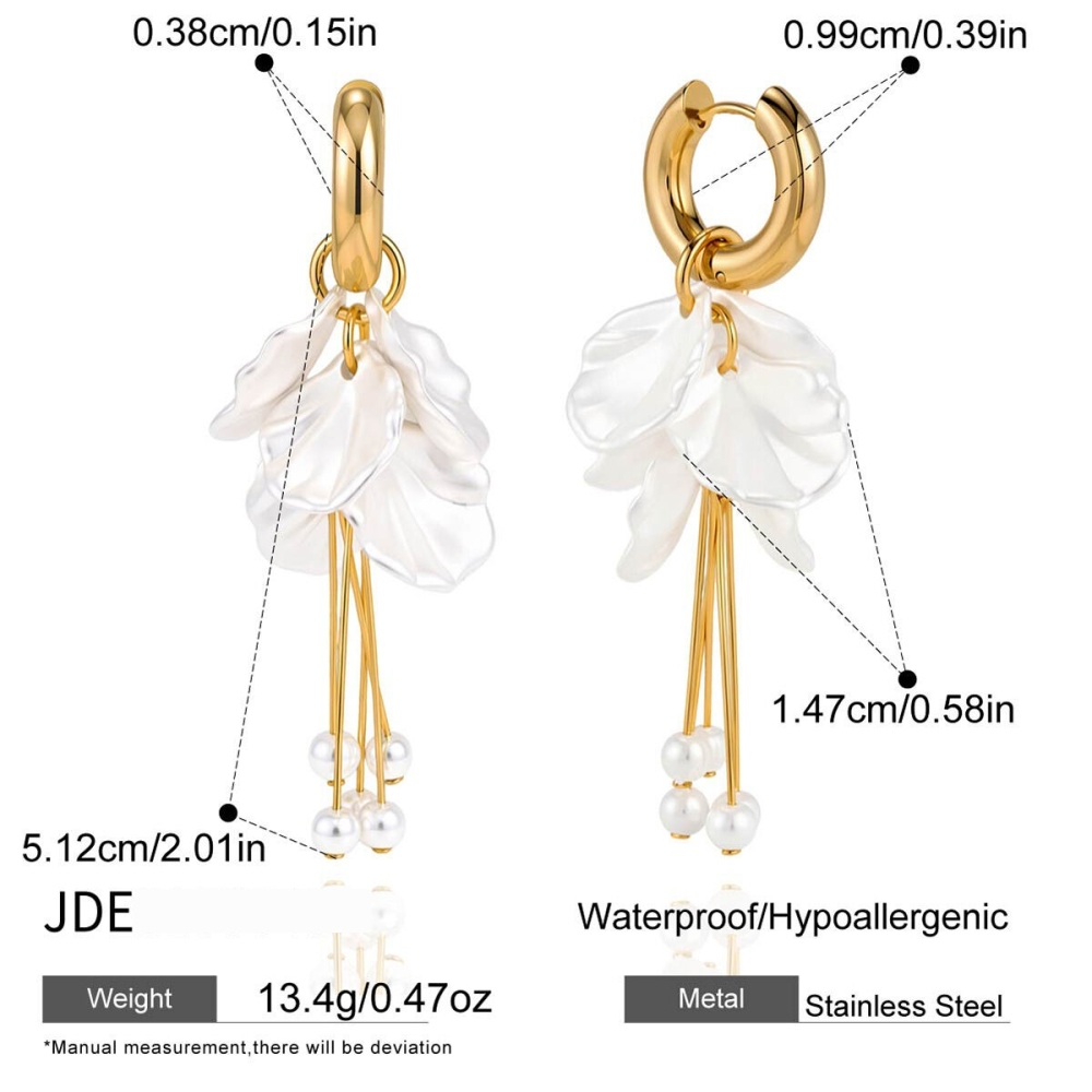 Boucles D'Oreilles Pendantes Pour Femme, Élégantes, À Pompon Fleuri, En Acier Inoxydable Étanche, Couleur Or, Collection Romantique