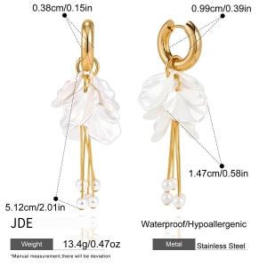 Boucles D'Oreilles Pendantes Pour Femme, Élégantes, À Pompon Fleuri, En Acier Inoxydable Étanche, Couleur Or, Collection Romantique h5