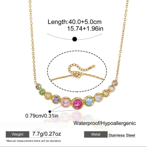 Colliers Pendentifs Pour Femmes, Luxueux, Rétro, Patchwork, Cercle, Acier Inoxydable, Couleur Or, Zircon, Étanches h5