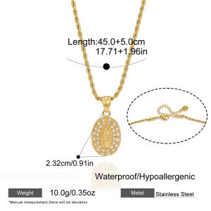 Colliers Pendentifs Pour Femmes De La Luxueuse Série Rétro En Forme De Croix Elliptique, En Acier Inoxydable Étanche Couleur Or h5
