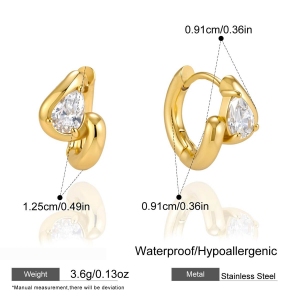 Boucles D'Oreilles Créoles Pour Femmes, Collection Luxueuse, Forme Irrégulière Décontractée, En Acier Inoxydable Étanche, Couleur Or h5 