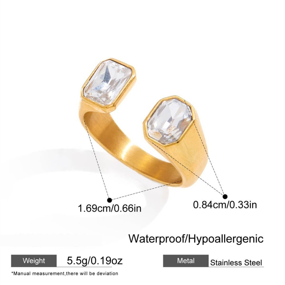 Bague Pour Femme En Acier Inoxydable Doré, Imperméable, Sertie D'Un Zircon Et Ornée D'Un Cœur De Forme Irrégulière, Élégante Et Luxueuse. Elle Est Ornée D'Une Pierre Précieuse.
