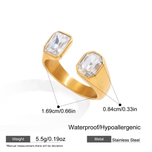 Bague Pour Femme En Acier Inoxydable Doré, Imperméable, Sertie D'Un Zircon Et Ornée D'Un Cœur De Forme Irrégulière, Élégante Et Luxueuse. Elle Est Ornée D'Une Pierre Précieuse. h5