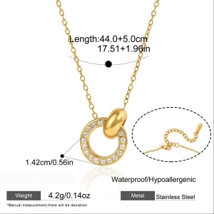 Ensembles De Colliers Pour Femmes Simple Series Elegant Circle En Acier Inoxydable Étanche Couleur Or h5