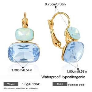 Boucles D'Oreilles Puces Pour Femmes, Style Rectangulaire, En Acier Inoxydable, Étanches, Couleur Or, Avec Zircon, Collection Luxueuse h5