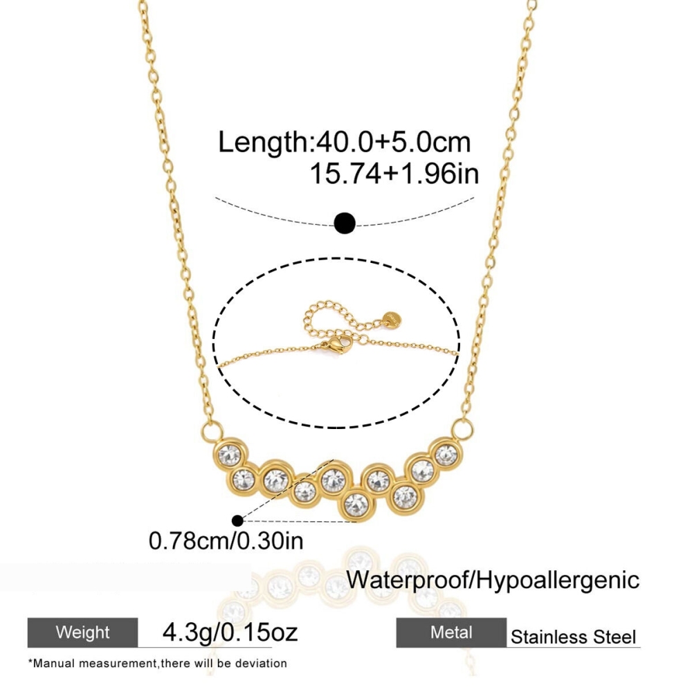 Colliers Pendentifs Pour Femmes En Acier Inoxydable, Couleur Or, Avec Zircon Et Forme Un Cercle Simple 