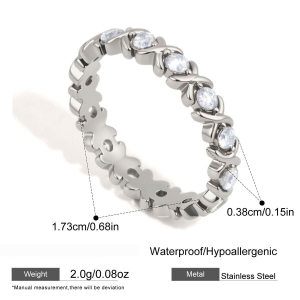 Bagues Pour Femmes En Acier Inoxydable, Couleur Or, Étanches, Aux Lignes Simples Et Serties De Zircon. h5