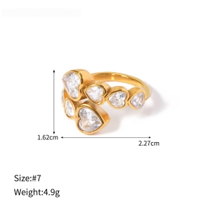 Bagues Pour Femmes En Acier Inoxydable De Forme Irrégulière, Étanches, Couleur Or, Serties De Zircon. h5 