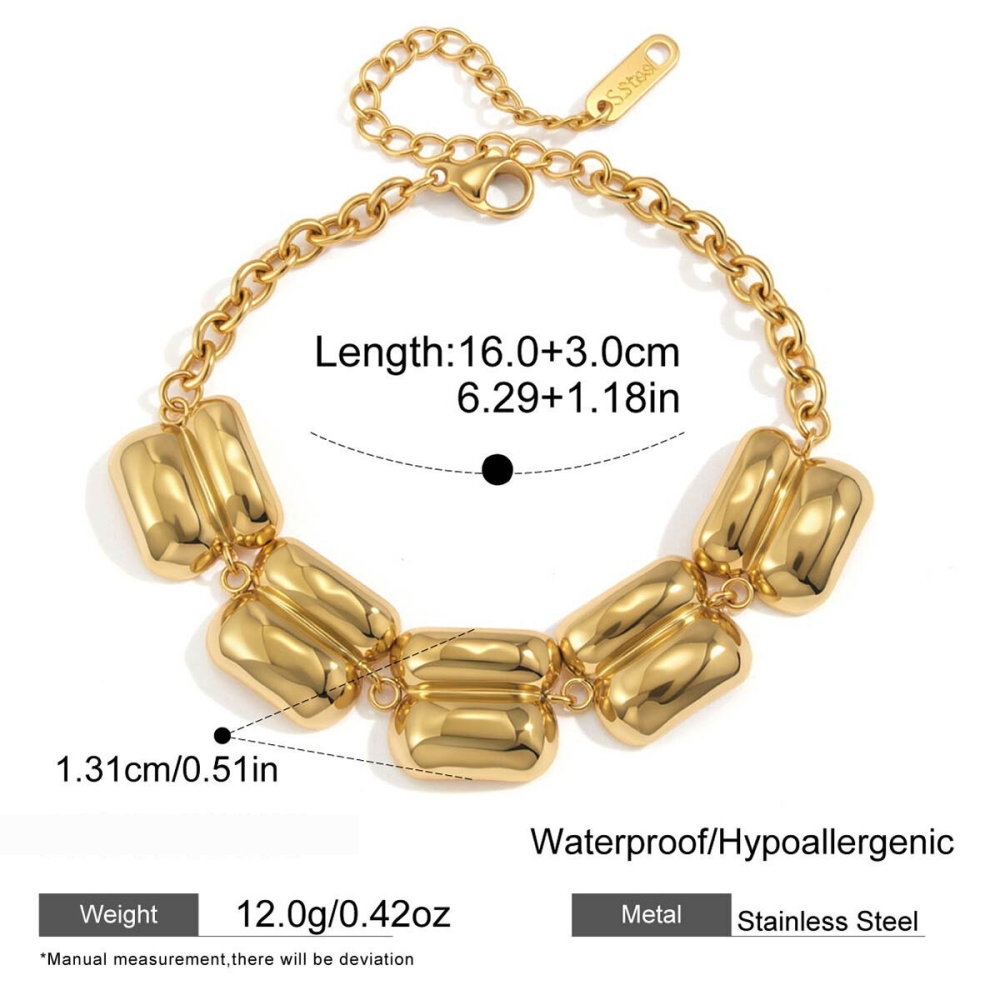 Bracelet Chaîne Punk En Acier Inoxydable Étanche Couleur Or Pour Femme 
