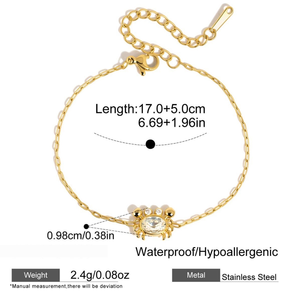 Ensembles De Colliers Pour Femmes En Acier Inoxydable Imperméable, Style Océanique, En Forme De Crabe, Couleur Or Et Zircon.