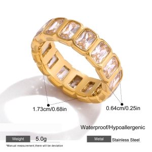 Bagues Pour Femmes Luxueuses Et Élégantes, Ajourées, En Acier Inoxydable Étanche Couleur Or Et Ornées De Zircon. h5 