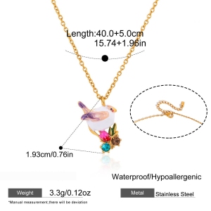 Ensembles De Colliers Pour Femmes En Acier Inoxydable Imperméable Couleur Or, Motif Animaux Mignons De La Série Simple h5 Image2