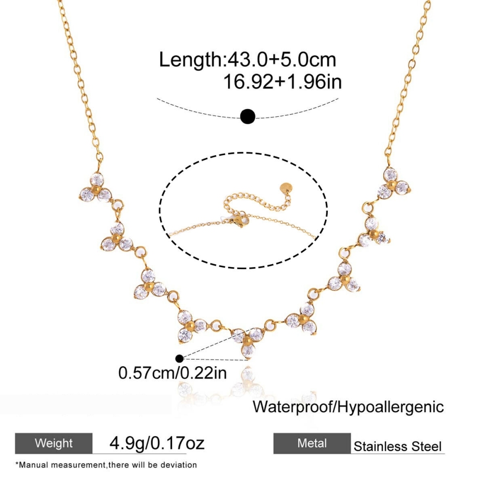 Ensembles De Colliers Élégants Pour Femmes, En Acier Inoxydable, Imperméables, Couleur Or, Avec Zircon Et Chaîne Étoile