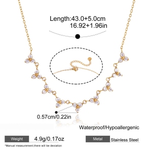 Ensembles De Colliers Élégants Pour Femmes, En Acier Inoxydable, Imperméables, Couleur Or, Avec Zircon Et Chaîne Étoile h5