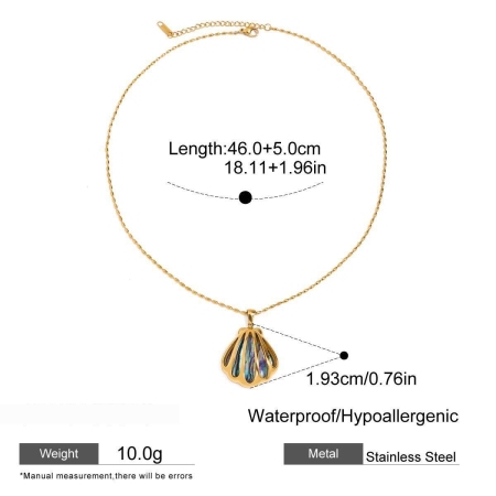 Colliers pendentifs pour femmes en forme de poisson, style océan, en acier inoxydable étanche couleur or et coquillage