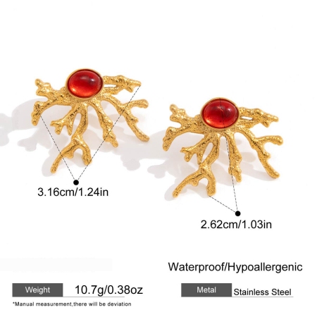 Ensembles de colliers pour femmes en acier inoxydable, pierre artificielle couleur or, style rétro océanique et corail